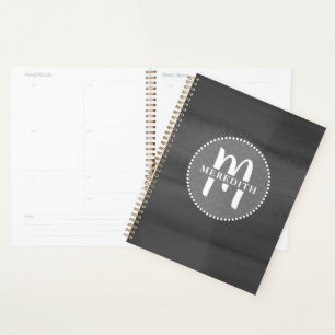 mit Monogramm grauer Wasserfarbenplaner Planer
