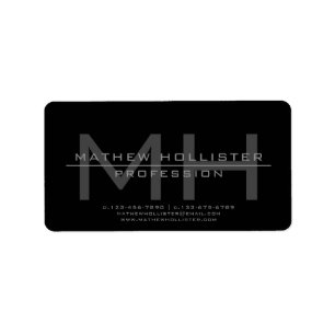 Mit Monogramm, graues Geschäft für Männer Adressaufkleber