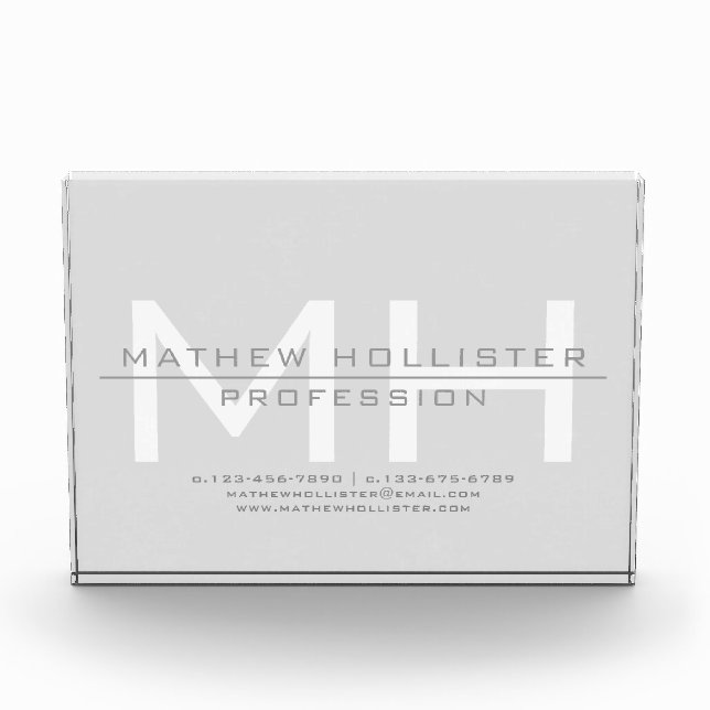 Mit Monogramm, graues Geschäft für Männer Fotoblock (Vorderseite)