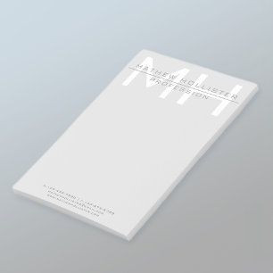 Mit Monogramm, graues Geschäft für Männer Post-it Klebezettel