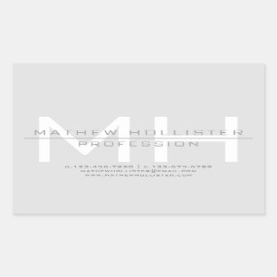 Mit Monogramm, graues Geschäft für Männer Rechteckiger Aufkleber