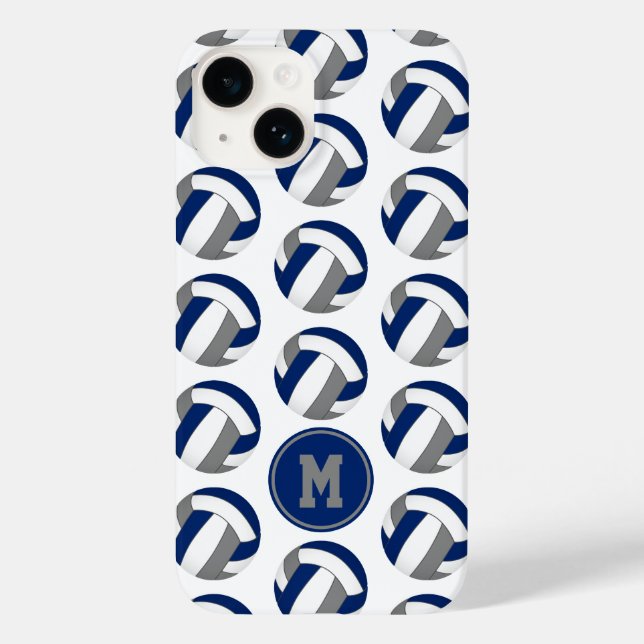 Mit Monogramm graues Volleyballmuster Case-Mate iPhone Hülle (Rückseite)
