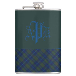 Mit Monogramm Green, Blue & Aqua Kariert Flachmann