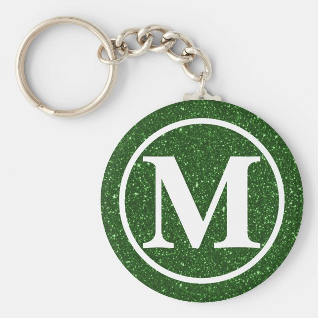 Mit Monogramm Green Glitz BB Schlüsselanhänger (Vorne)