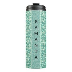 Mit Monogramm Green Glitzer Muster Thermosbecher