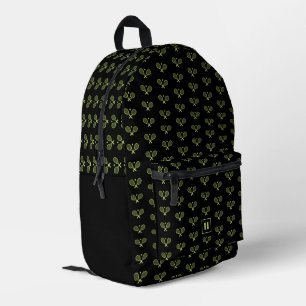 Mit Monogramm Green Tennis Racket Muster Bedruckter Rucksack