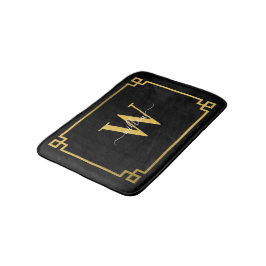 Mit Monogramm griechischer Key für Schwarz und Gol Badematte
