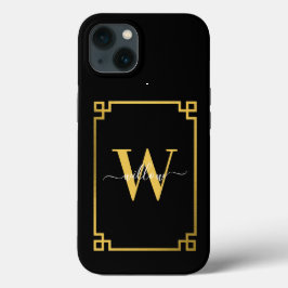 Mit Monogramm griechischer Key für Schwarz und Gol Case-Mate iPhone Hülle