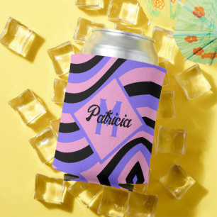 Mit Monogramm Groovy pink und lila psychedelisch s Dosenkühler
