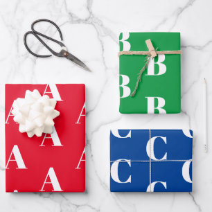 Mit Monogramm-grün-blauer Anfangsbuchstabe Geschenkpapier Set