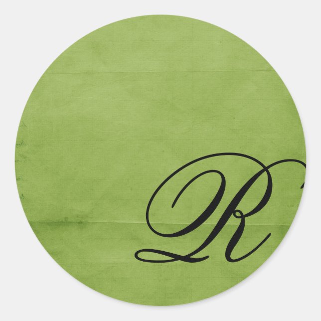 Mit Monogramm-grün Runder Aufkleber (Vorderseite)