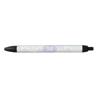 Mit Monogramm Grün-und Lavendel-Blumendamast