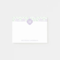 Mit Monogramm Grün-und Lavendel-Blumendamast