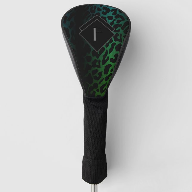 Mit Monogramm grüne Leopardrucke Golf Headcover (Vorderseite)