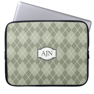 Mit Monogramm grüne Raute Notebook-Tasche Laptopschutzhülle