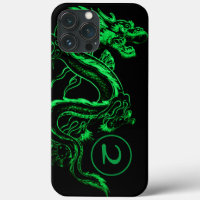 Mit Monogramm grüner asiatischer Drache