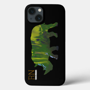 mit Monogramm-grüner Nashorn Case-Mate iPhone Hülle