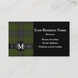 Mit Monogramm grüner Tartan kariert Visitenkarte
