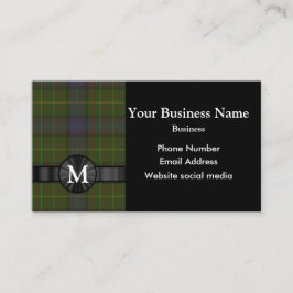 Mit Monogramm grüner Tartan kariert Visitenkarte