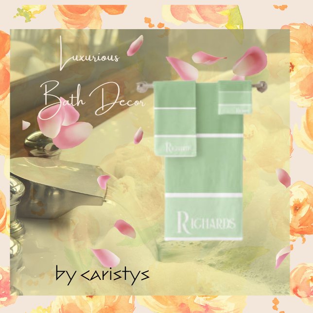 Mit Monogramm Grüntöne mit Weiß Badhandtuch Set (Von Creator hochgeladen)