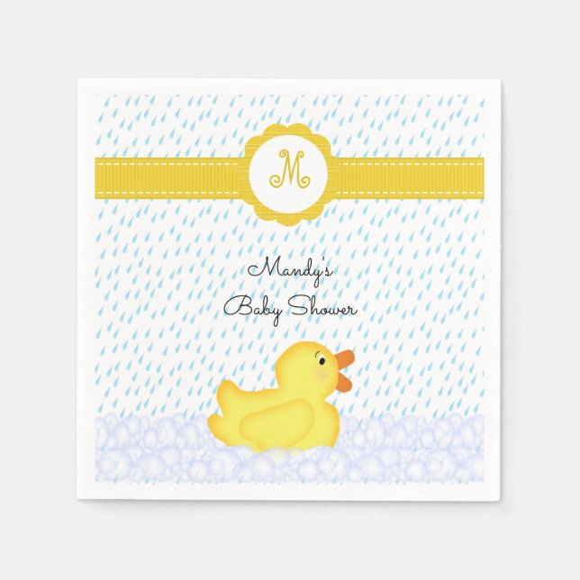 Mit Monogramm Gummi Ducky Babydusche Napkins Serviette (Vorderseite)