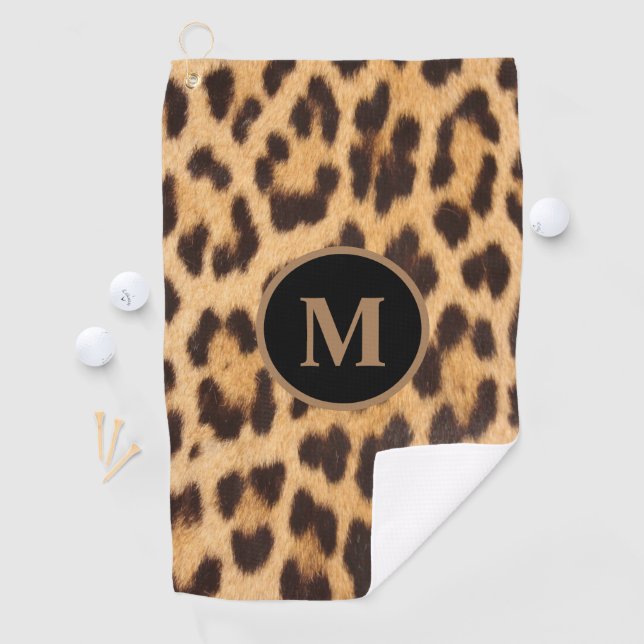 mit Monogramm gürteliger Wildleoparddruck Golfhandtuch (Insitu)
