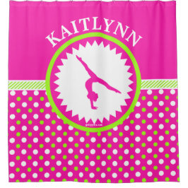 Mit Monogramm Gymnastik rosa und grüne Duschvorhang