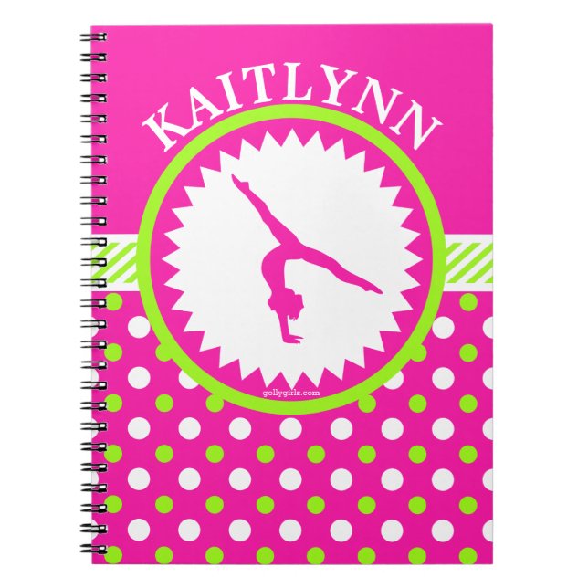 Mit Monogramm Gymnastik rosa und grüne Notizblock (Vorderseite)