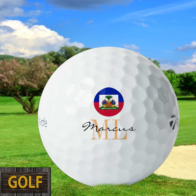 Mit Monogramm Haitianische Flagge, Emblem & Haiti Golfball (Von Creator hochgeladen)