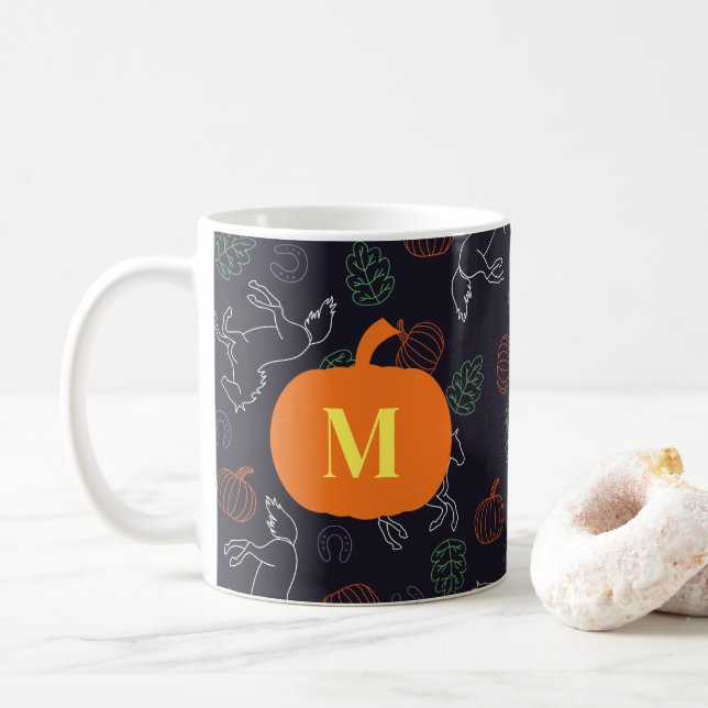 Mit Monogramm Halloween-Muster Kaffeetasse (Mit Donut)