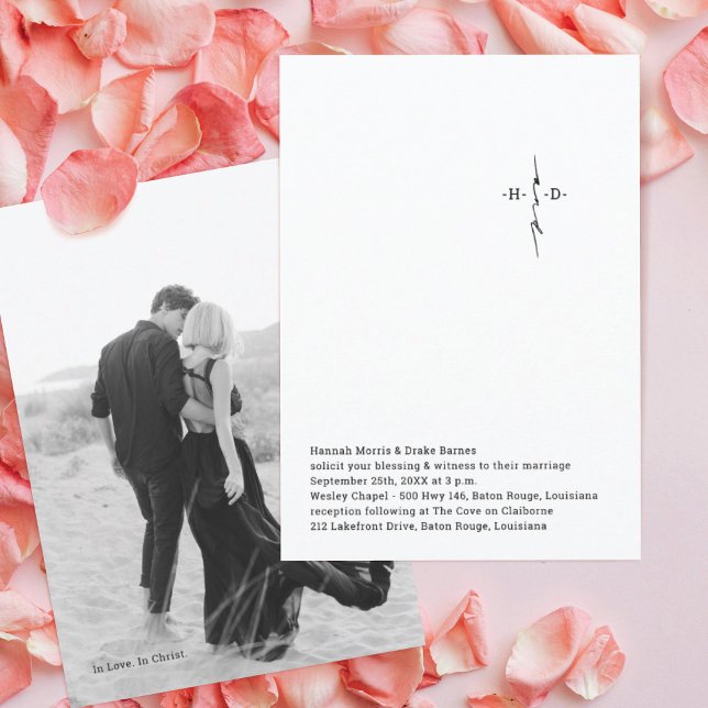 Mit Monogramm Hand Letter Chic Cross-Hochzeit Einladung (Von Creator hochgeladen)