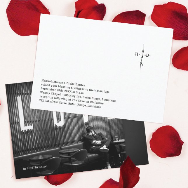 Mit Monogramm Hand Letter Chic Cross-Hochzeit Einladung (Von Creator hochgeladen)