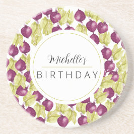 Mit Monogramm handbemalte Beet Watercolor Art Getränkeuntersetzer