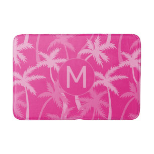 Mit Monogramm, heiß rosa Palmen Trendy Badematte