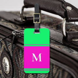 Mit Monogramm-helle Neon Green-Gepäckmarke Gepäckanhänger