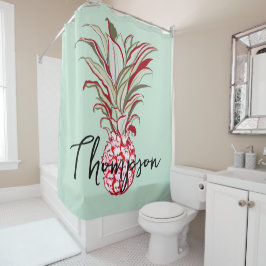 Mit Monogramm heller Hintergrund niedlicher Ananas Duschvorhang