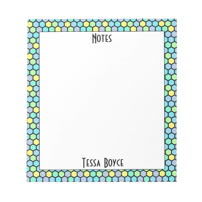 Mit Monogramm, helles Neonfarbenmuster Modernität Notizblock (Vorderseite)