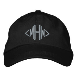 Mit Monogramm hellgrauer Text, schwarz Bestickte Baseballkappe