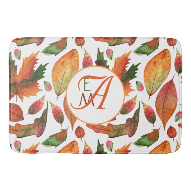 Mit Monogramm Herbstbelästigung Orange Green Decke Badematte (Vorderseite)