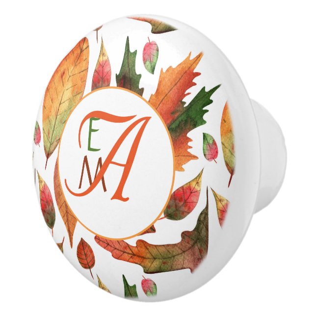 Mit Monogramm Herbstbelästigung Orange Green Decke Keramikknauf (Rechts)