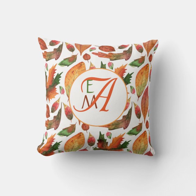 Mit Monogramm Herbstbelästigung Orange Green Decke Kissen (Vorderseite)