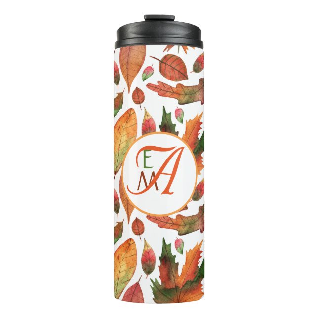 Mit Monogramm Herbstbelästigung Orange Green Decke Thermosbecher (Vorderseite)