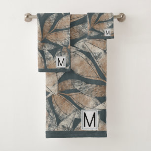 Mit Monogramm Herbstleaves-Muster Badhandtuch Set