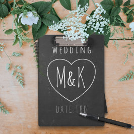 Mit Monogramm Herz Rustikale Schwarze Hochzeitklam Klemmbrett