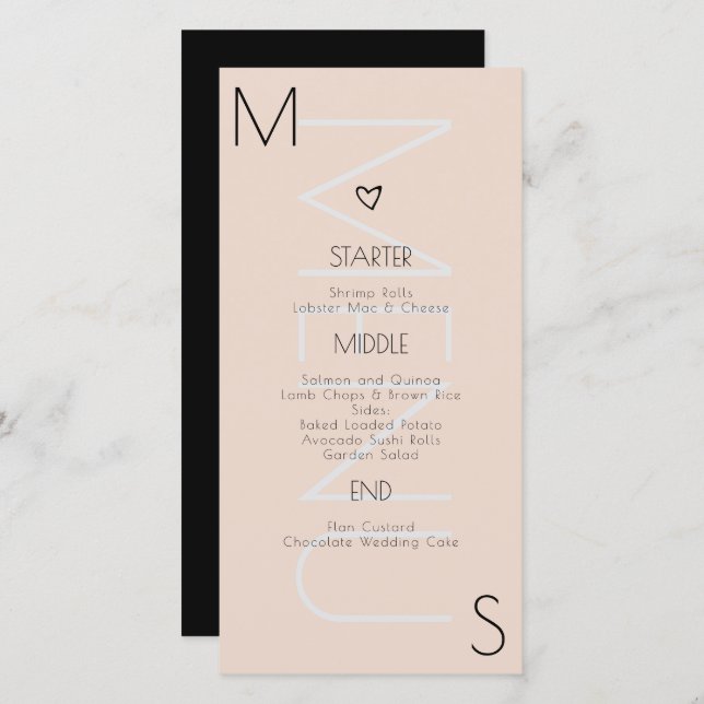 Mit Monogramm Herzenszeitskarte (Vorne/Hinten)