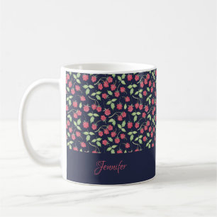 Mit Monogramm Himbeere Blume Blauer Blütenstaub Kaffeetasse