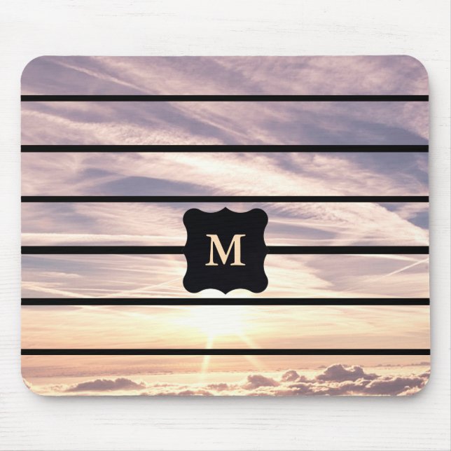 Mit Monogramm Himmelsszene Mousepad (Vorne)