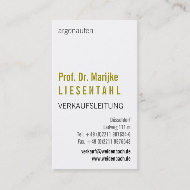 Mit Monogramm Hochformat Visitenkarte (Vorderseite)