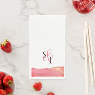 Mit Monogramm Hochzeit der Rosa Koralle Serviette