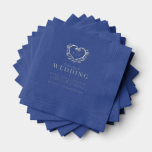 Mit Monogramm Hochzeit in Blau und Silber Servietten Mit Folie